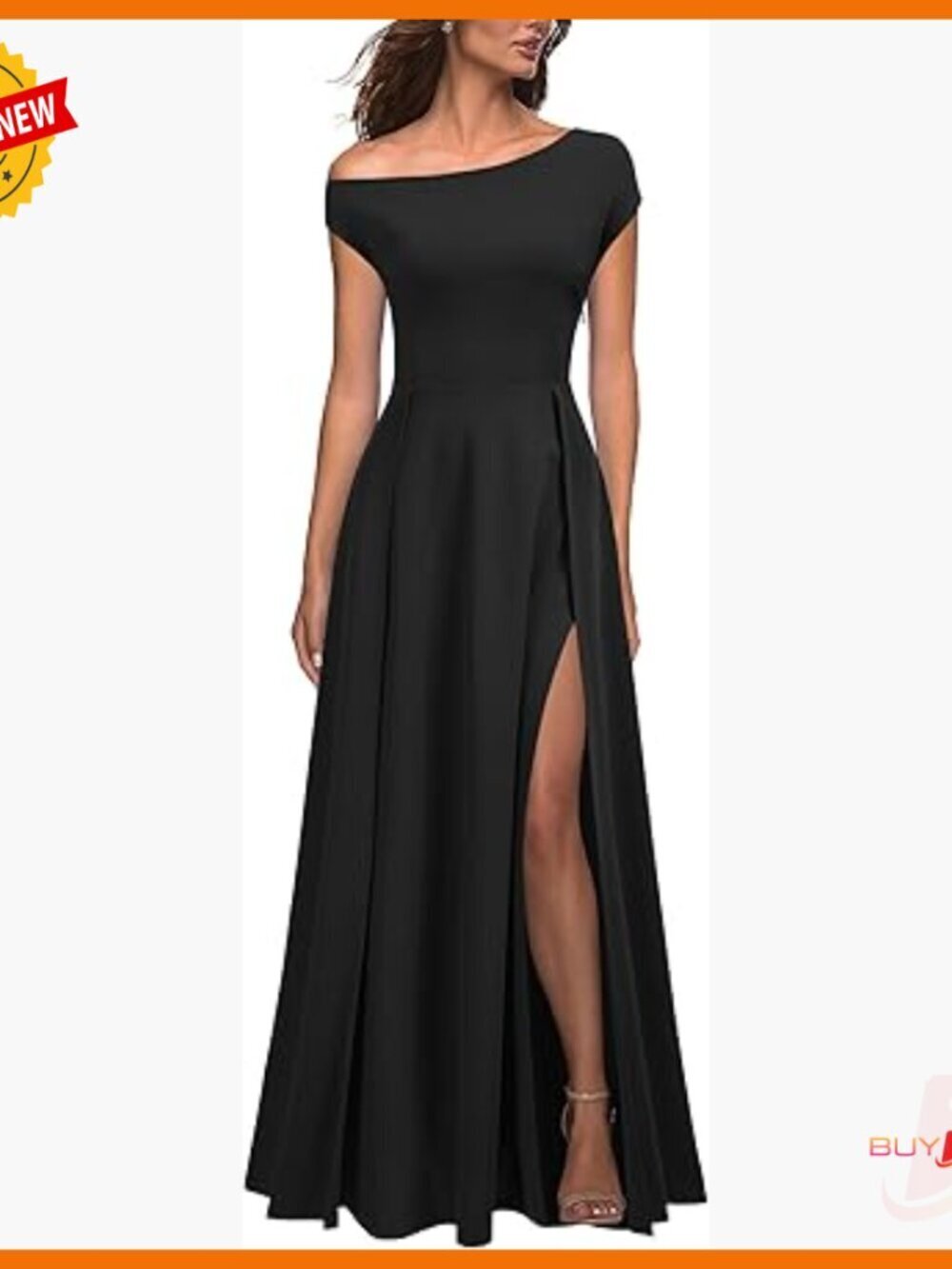 One Shoulder Formal Maxi Dress with High Waist Split Cocktail Party